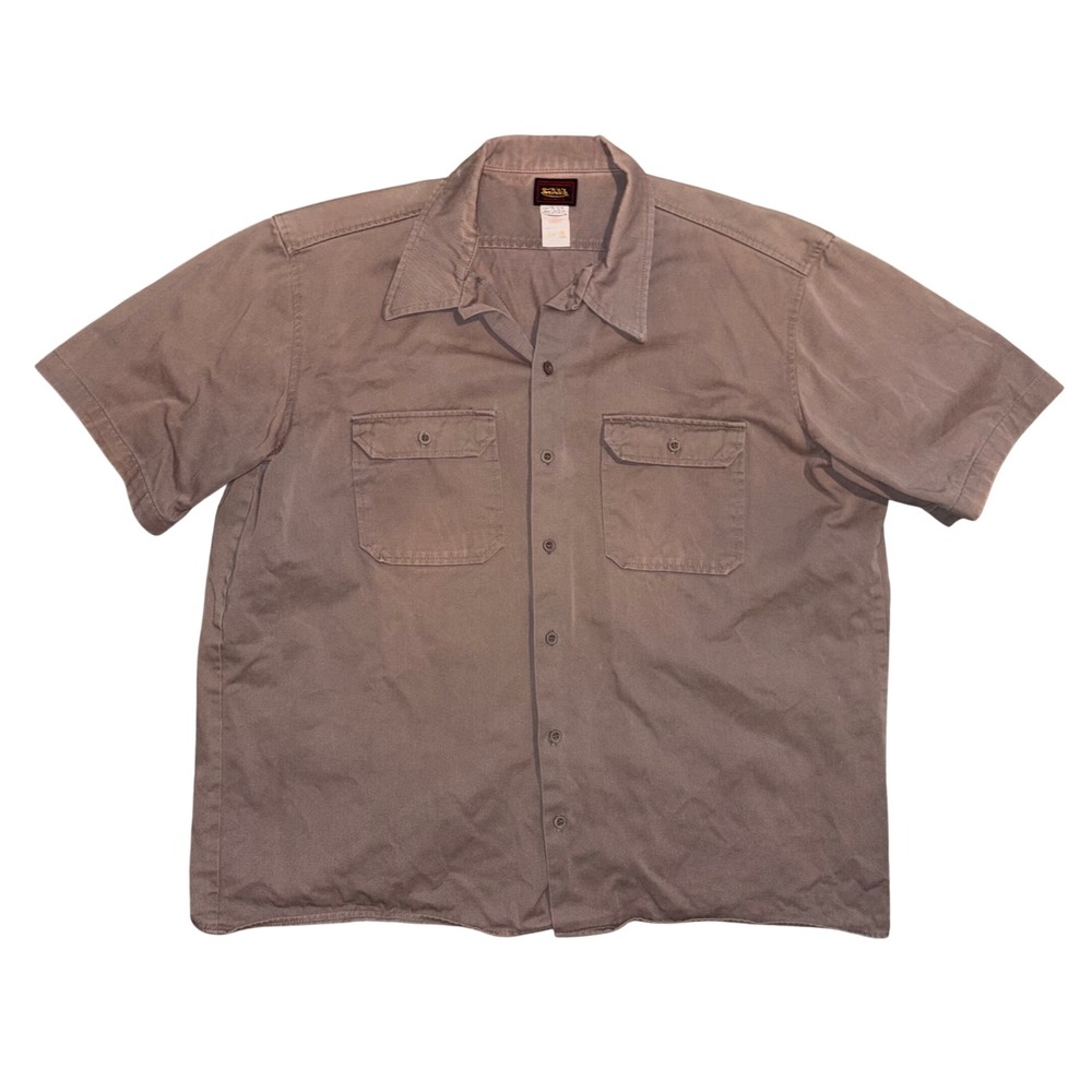 Von Dutch Mens Large Brown Short Sleeve Work Shirt Button Down American Made